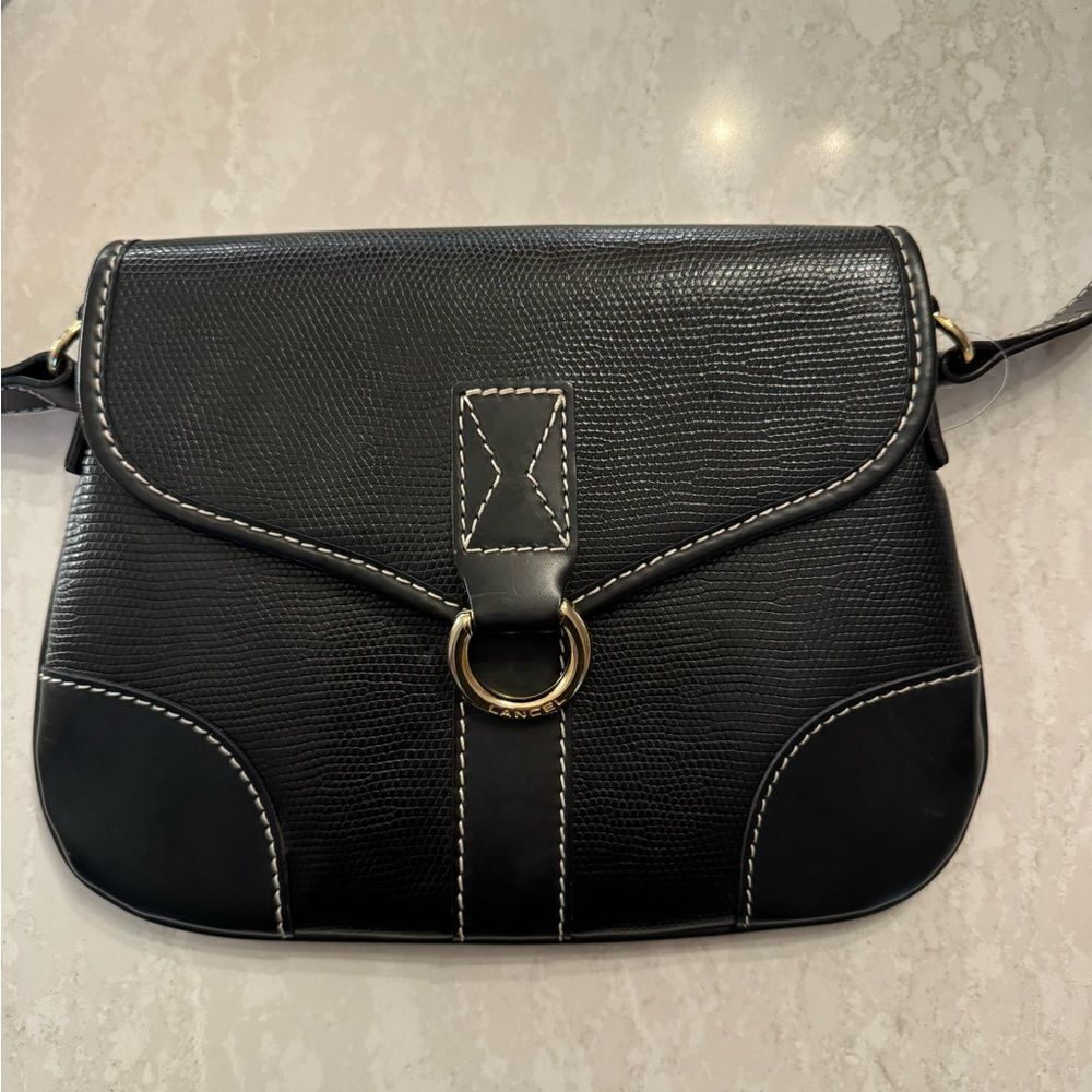 BEAUTIFUL LANCEL ELSA BLACK LEATHER CROSSBODY